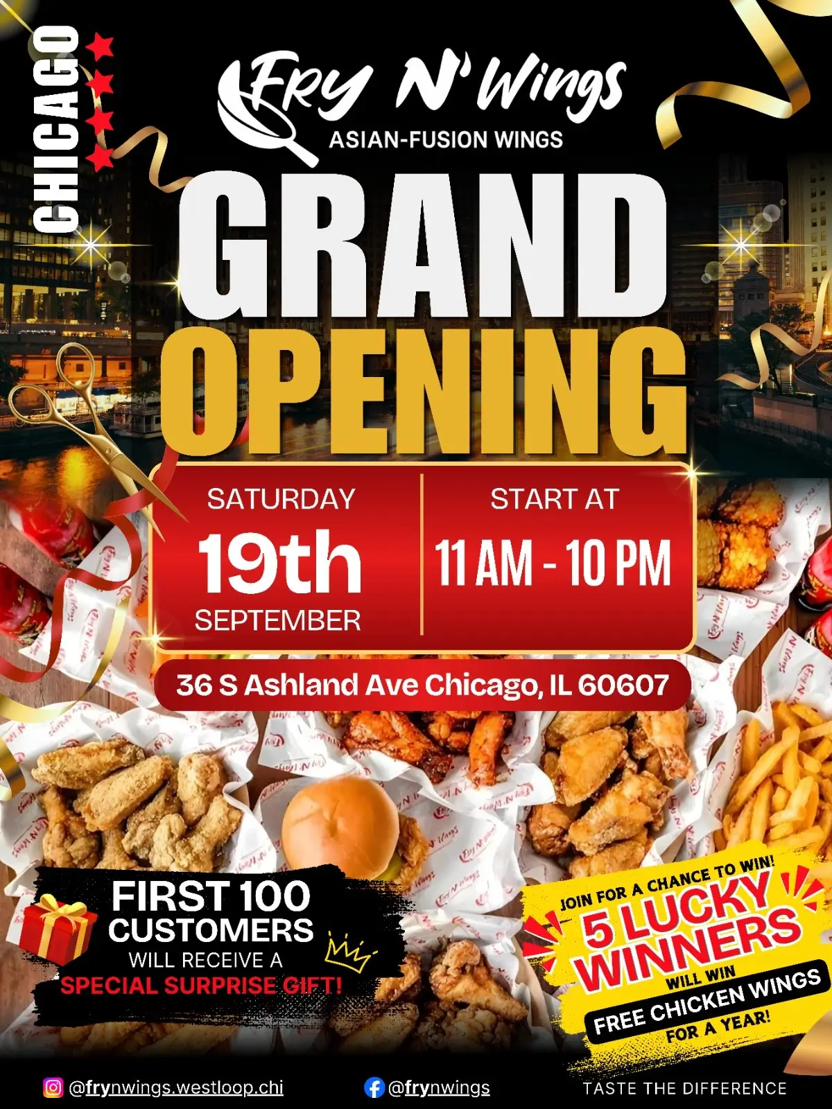 Fry N' Wings Chicago Grand Opening September 19, 2026
